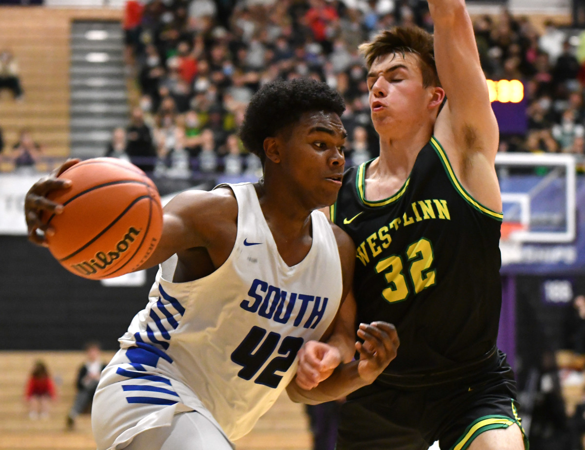 West Linn South Medford boys basketball Taylor Balkom 38